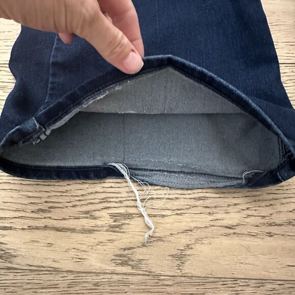 PAIGE Womens High Rise Bell Canyon Flare Leg Jeans Blue Dark Wash Frayed Size 29 - Picture 11 of 16